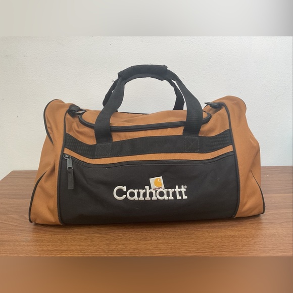 CARHARTT Duffle Bag Canvas Tote Pocket Carry Handles Brown & Black Gear Bag - Picture 1 of 15